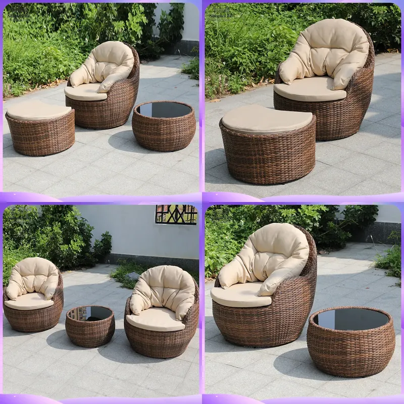 Rattan Lounge Set - 작은 발코니, 파티오, 정원용 위커 야외