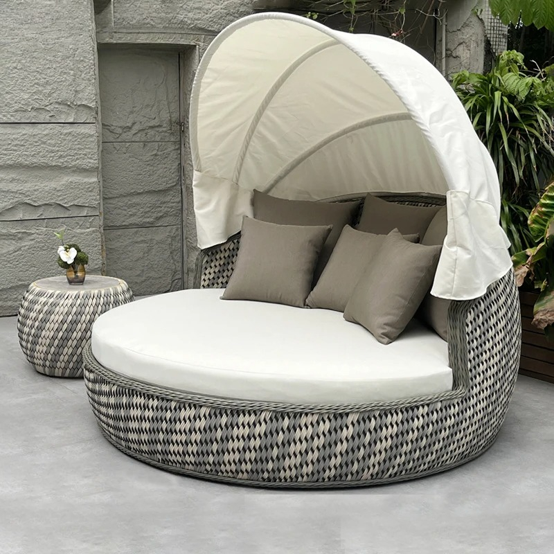 Rattan Lounge Set - 데이베드, 자외선 차단 녹 방지 원형,