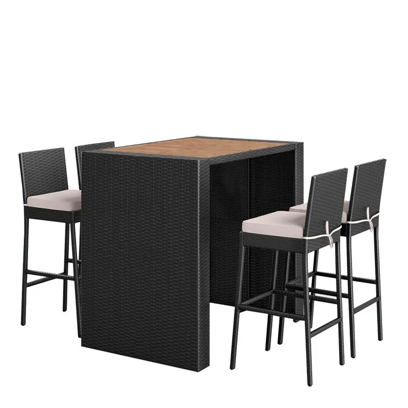 Rattan Lounge Set - 위커 라탄 바 테이블 및 의자