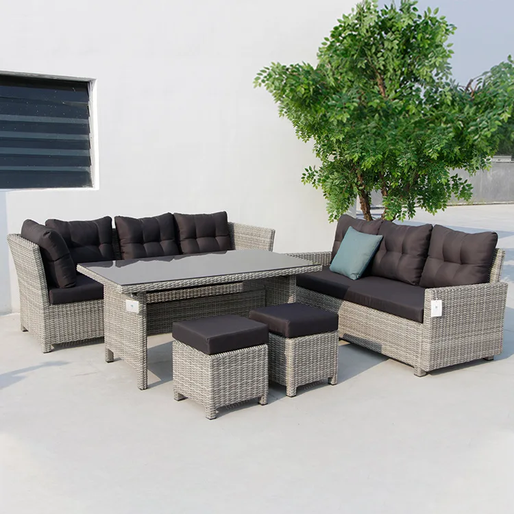 Rattan Lounge Set - 야외용 PE 위커 라운지 소파 세트,