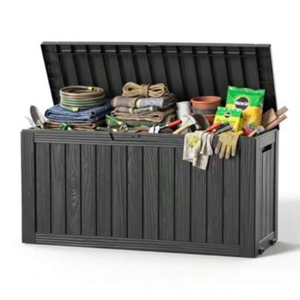 Outdoor Furniture Resin - 90갤런 야외 데크 박스 방수 잠금