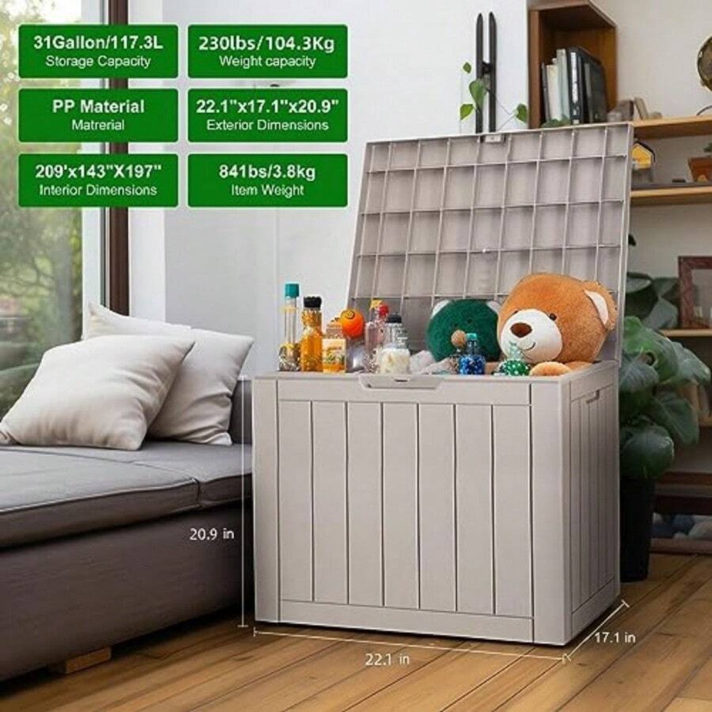 잠금식 레진 데크 박스, 야외용 보관함, 파티오 가구  - Outdoor Furniture Resin 리뷰 및 가격