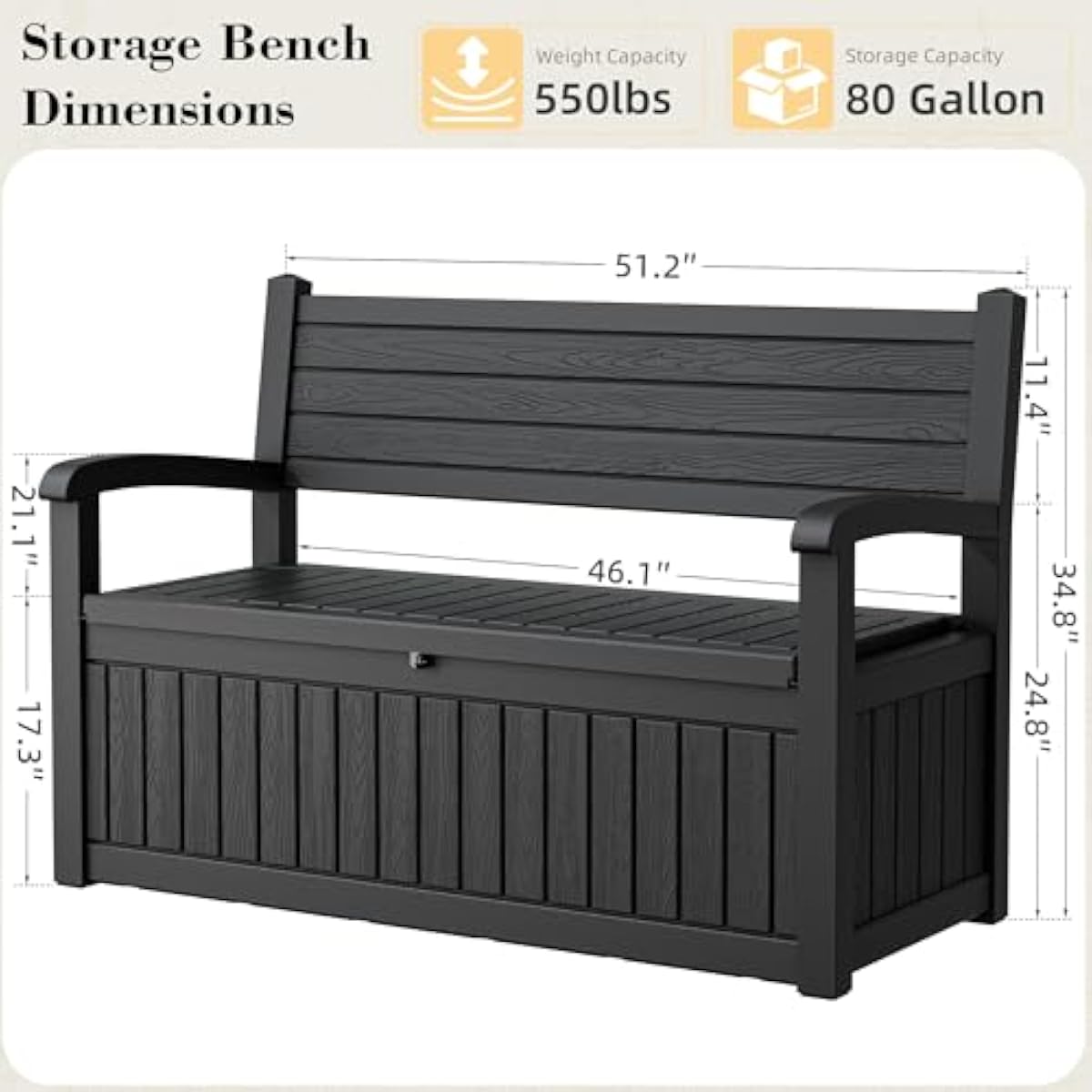 80갤런 야외용 수납 벤치 데크 박스 방수 레진, 잠금 - Outdoor Furniture Resin 리뷰 및 가격