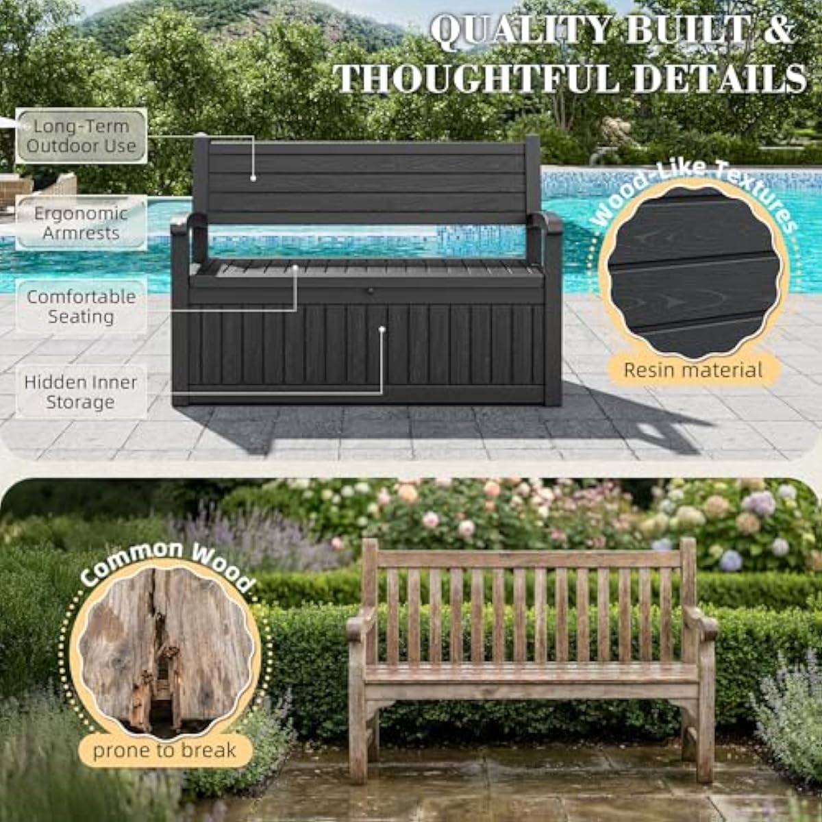 80갤런 야외용 수납 벤치 데크 박스 방수 레진, 잠금 - Outdoor Furniture Resin 리뷰 및 가격
