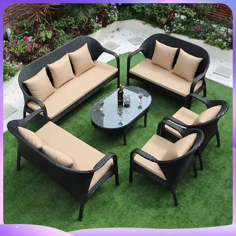야외용 위커 소파 세트 (파티오, 정원, 발코니, 뒷마 - Rattan Lounge Set 리뷰 및 가격