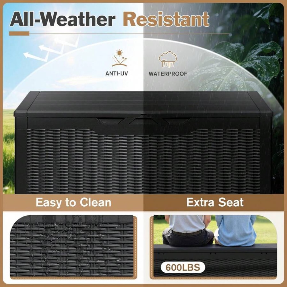 대형 잠금식 야외 보관함 120갤런 방수 데크 박스 ( - Outdoor Furniture Resin 리뷰 및 가격