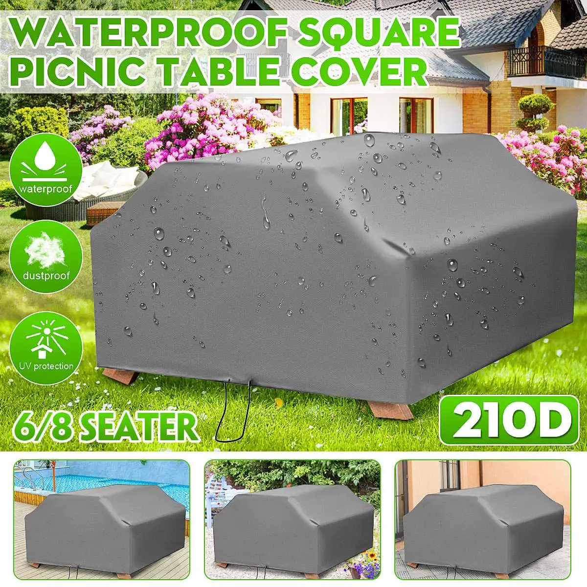 6/8 좌석용 피크닉 테이블 의자 커버, 회색 방수 방 - Outdoor Furniture Paint 리뷰 및 가격