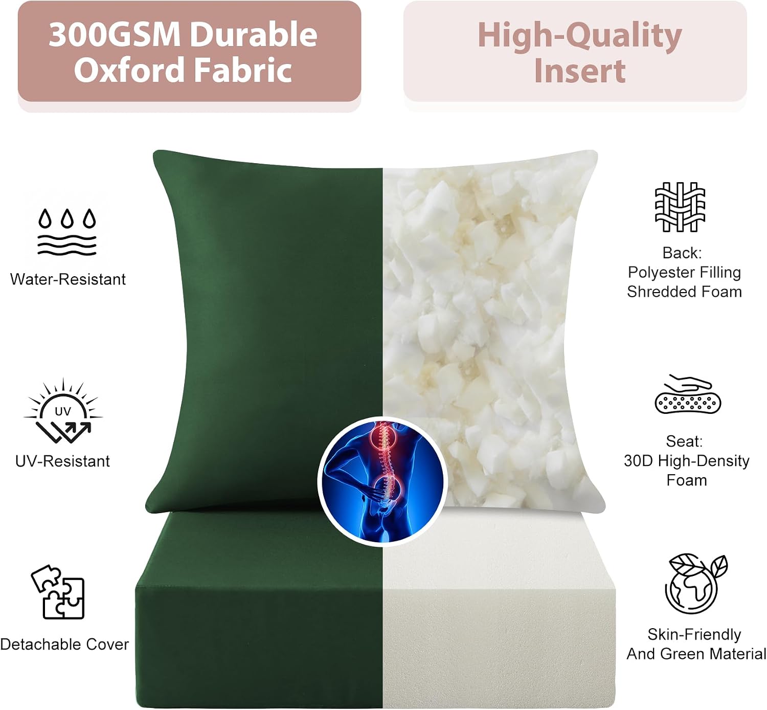 야외용 딥 시트 쿠션 세트, 24x24인치, 포레스트  - Outdoor Furniture Cushions 24 X 24 리뷰 및 가격
