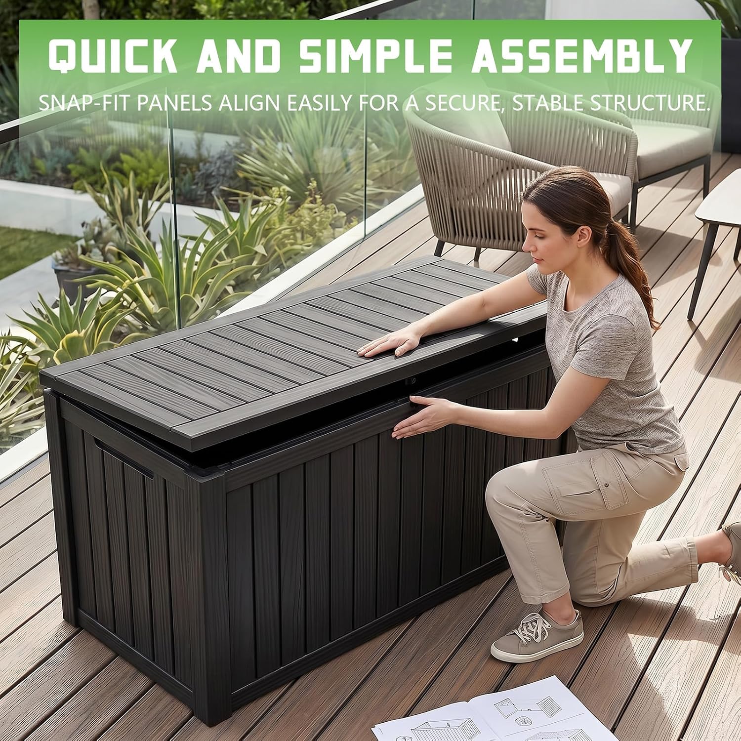 200갤런 잠금식 레진 데크 박스, 방수 및 자외선 차 - Outdoor Furniture Resin 리뷰 및 가격