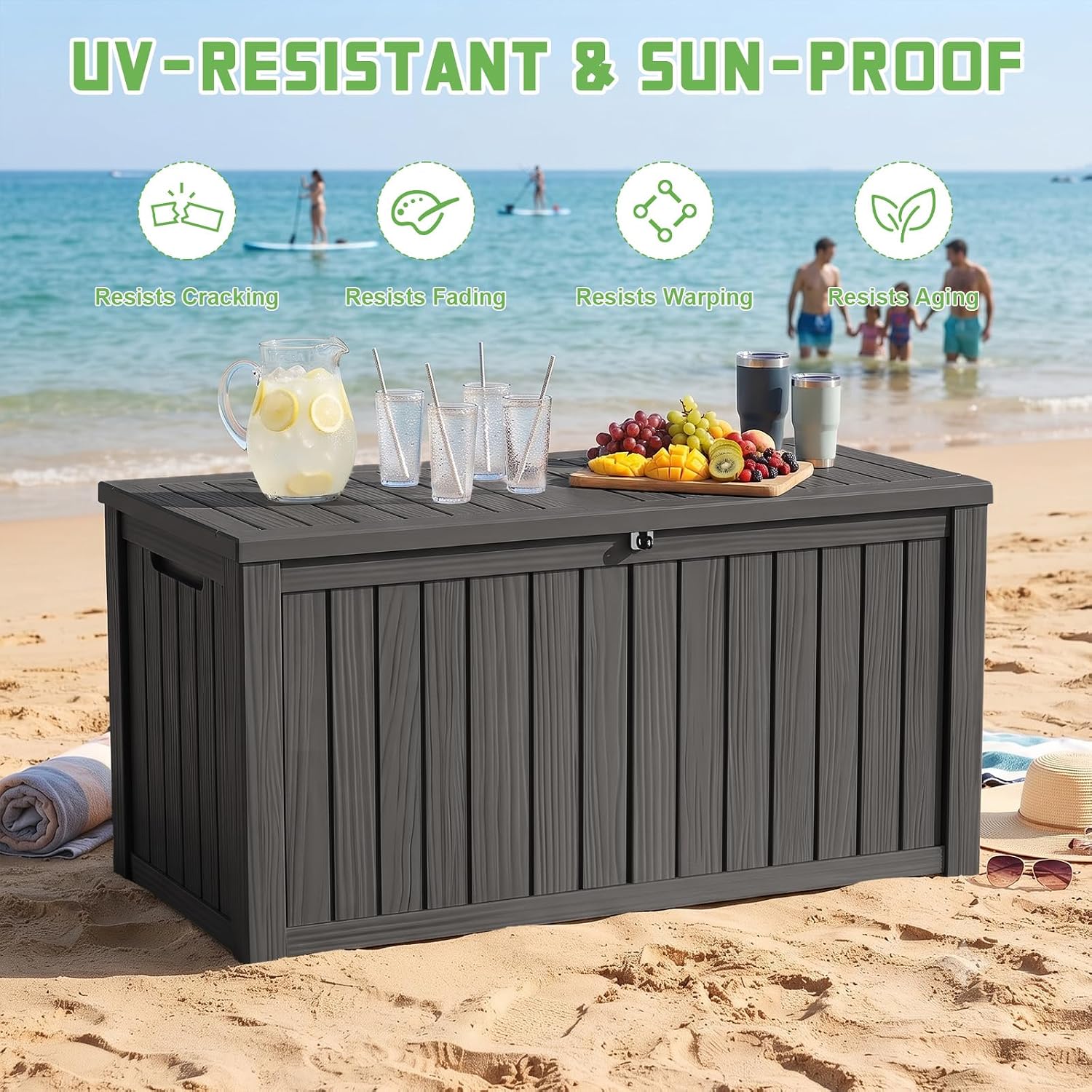 200갤런 잠금식 레진 데크 박스, 방수 및 자외선 차 - Outdoor Furniture Resin 리뷰 및 가격