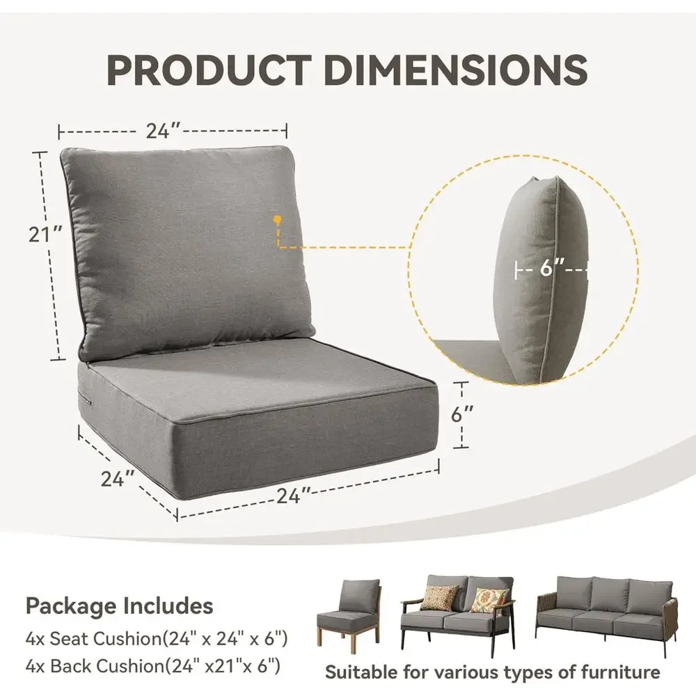 UV 및 방수 기능이 있는 야외 쿠션 세트, 두꺼운 폼 - Outdoor Furniture Cushions 24 X 24 리뷰 및 가격