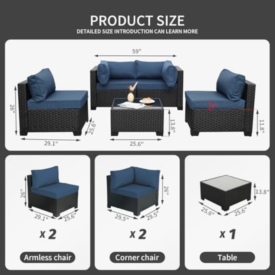 야외용 5피스 파티오 가구 세트, 블랙 라탄 대화용 소 - Outdoor Furniture Resin 리뷰 및 가격