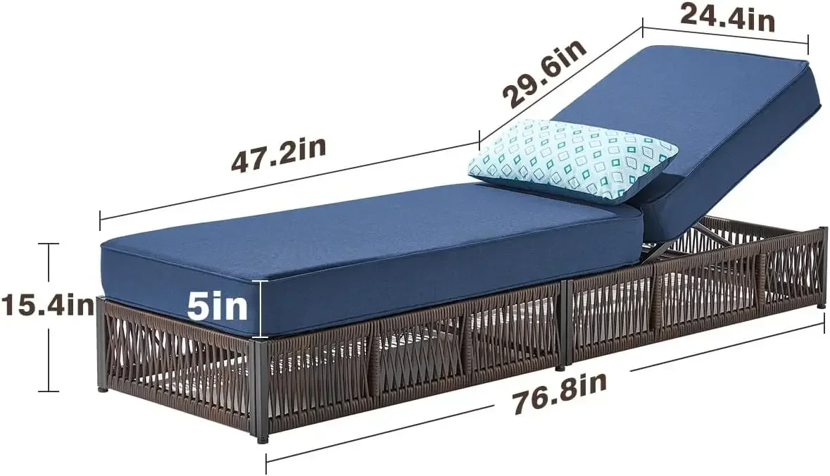 5인치 두께의 쿠션이 있는 고급 야외용 셰즈 라운지 - - Rattan Lounge Set 리뷰 및 가격