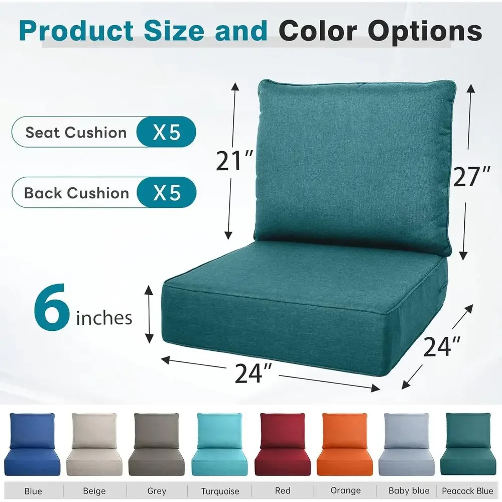 6개의 두꺼운 야외 쿠션 세트 - 24x24 사이즈,  - Outdoor Furniture Cushions 24 X 24 리뷰 및 가격