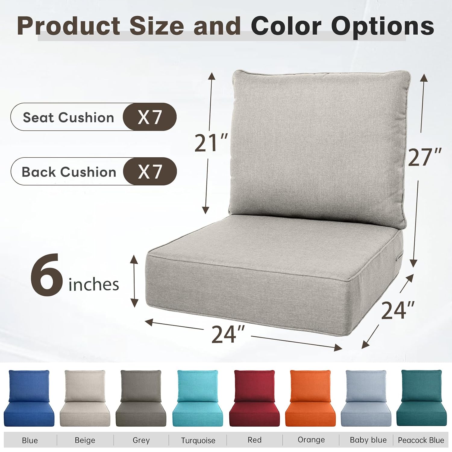 6인치 두께의 야외 쿠션 세트 24x24인치 28D 스 - Outdoor Furniture Cushions 24 X 24 리뷰 및 가격