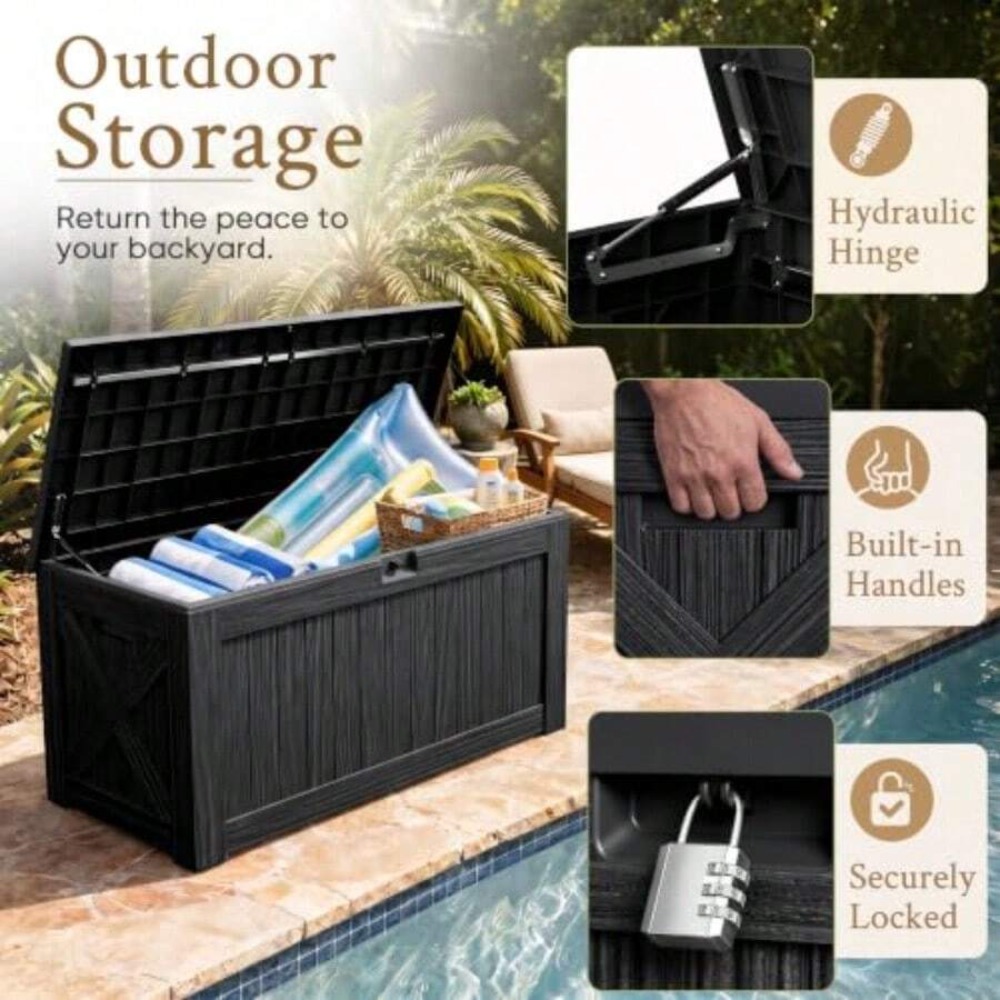 120갤런 데크 박스 야외용 수납함 레진 방수 잠금장치 - Outdoor Furniture Resin 리뷰 및 가격