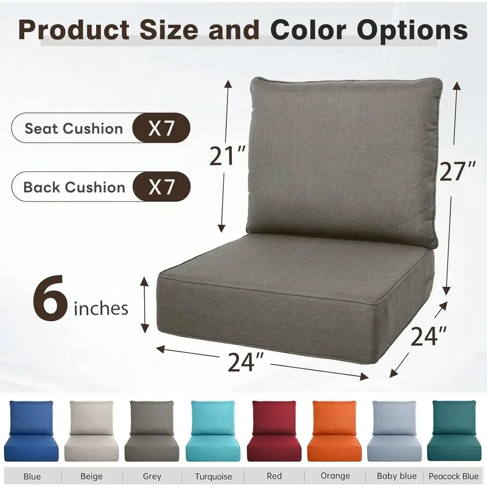 6개의 두꺼운 야외 쿠션 세트 - 24x24인치, 퇴색 - Outdoor Furniture Cushions 24 X 24 리뷰 및 가격