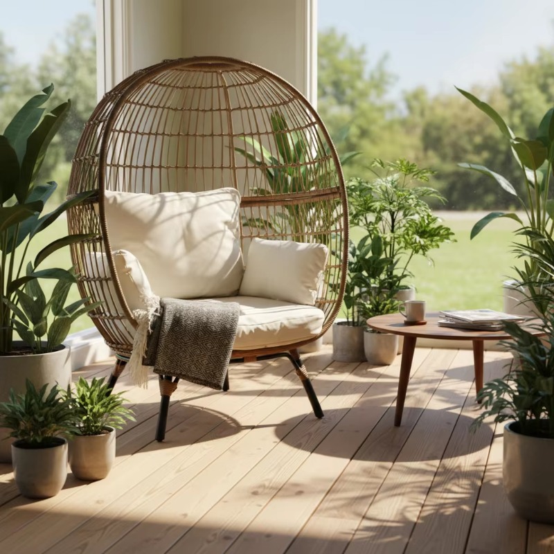 고품질 야외용 위커 라탄 에그 체어 쿠션 포함 테라스용 - Outdoor Furniture Quality 리뷰 및 가격