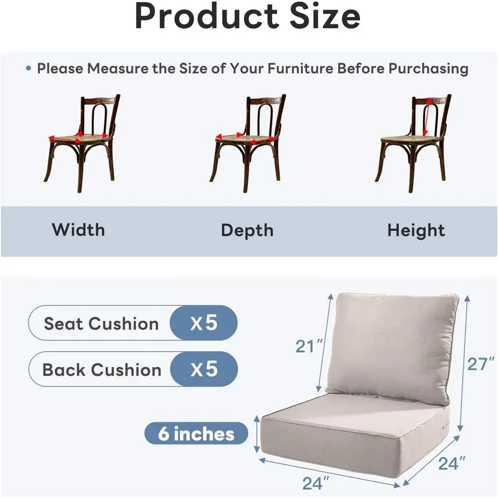 두꺼운 야외용 의자 쿠션 6개(5팩) - 24 x 24 - Outdoor Furniture Cushions 24 X 24 리뷰 및 가격